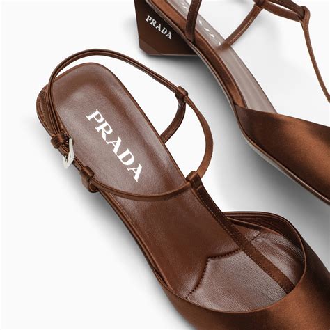 prada buckle-strap slingback|Tobacco Satin Slingback Pumps .